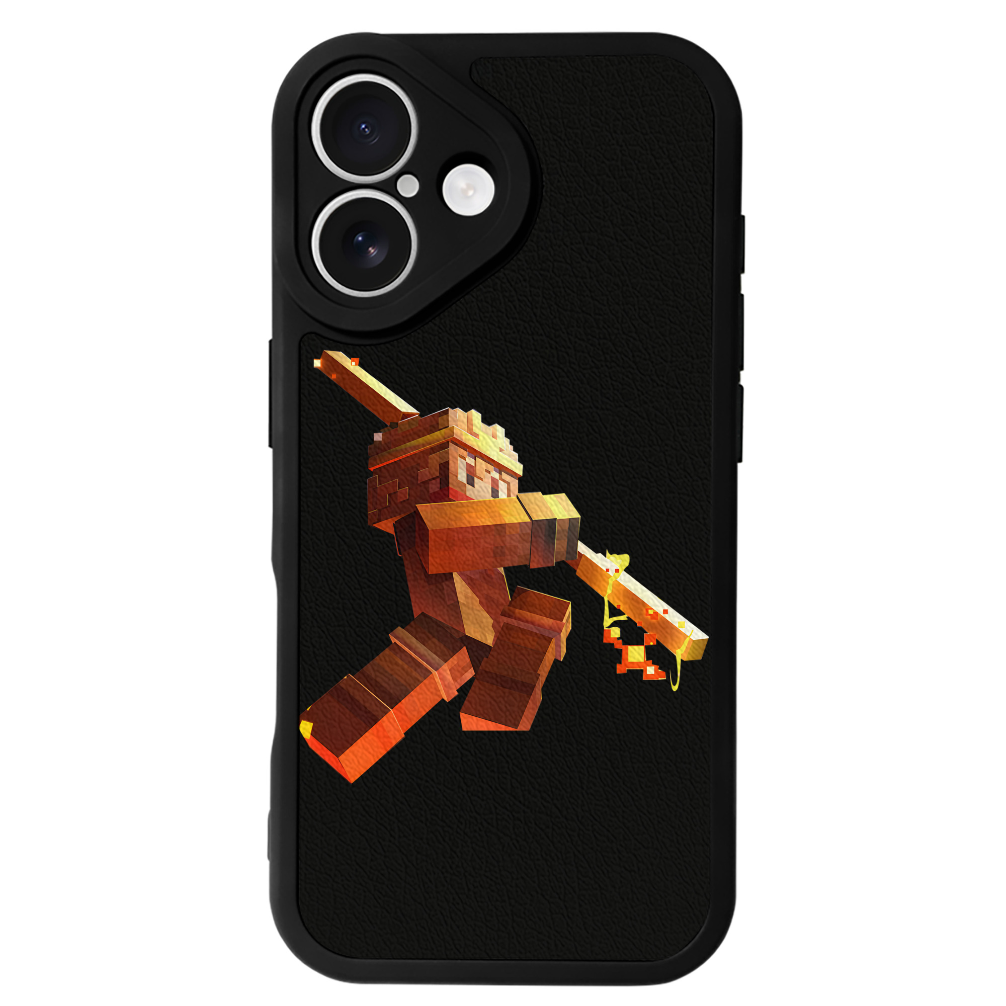 （画像用） マインクラフト ブロックの世界 Minecraft MC Block world 【iPhone 16シリーズ対応】シリコンスマホケース（レザー調） 材質：シリコン